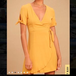 Lulu’s My Philosophy Golden Yellow Wrap Dress